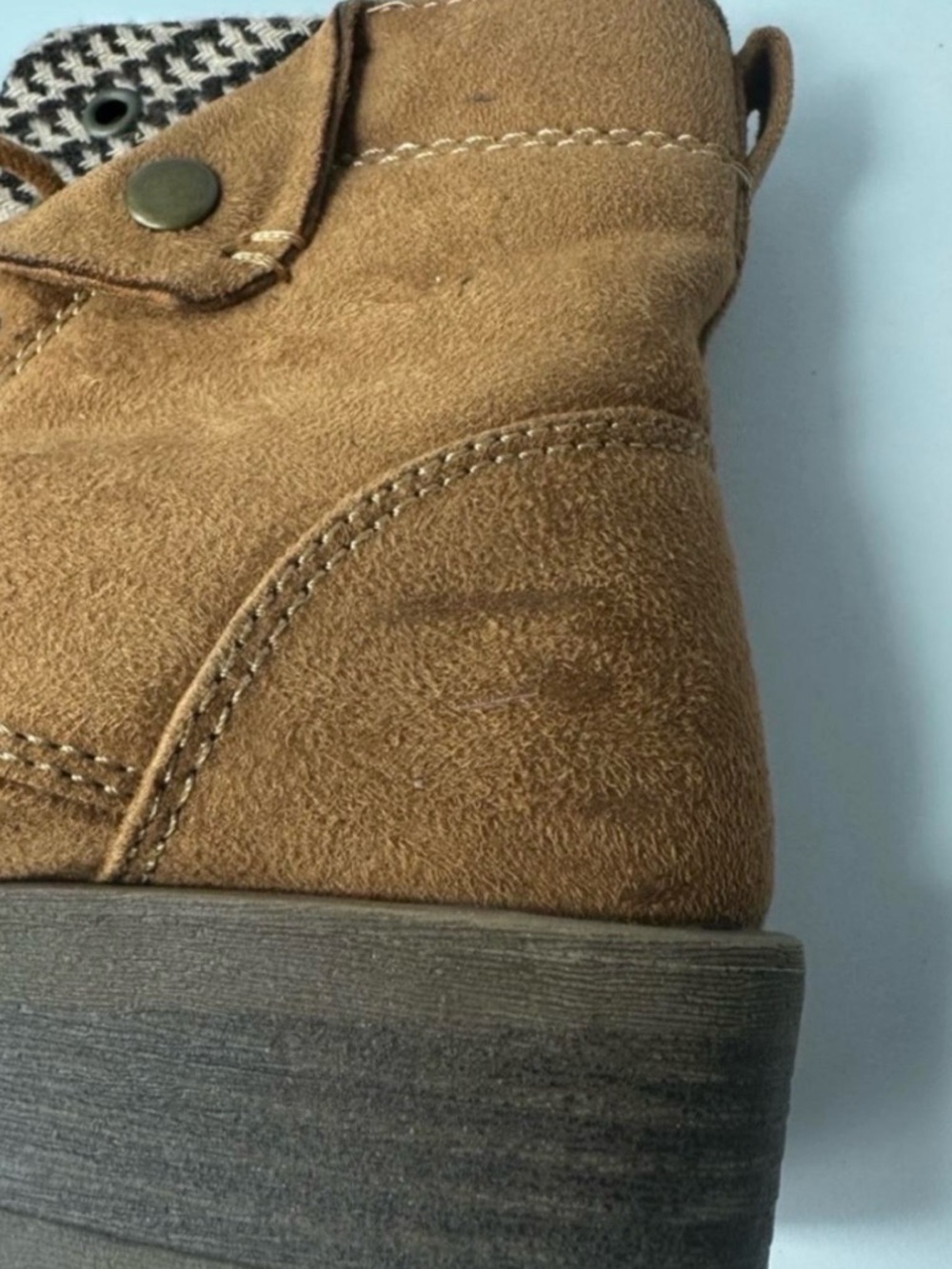 Women’s Tan Suede Lace-Up Ankle Boots with Patterned Collar - Picture 11 of 14